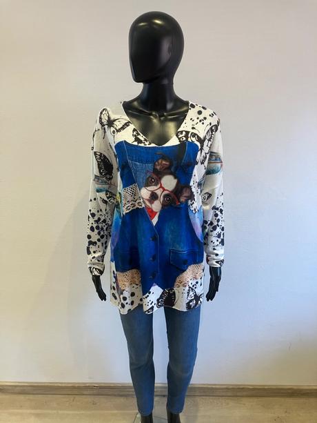 Dámske huňaté tričko vzorované (uni), l / m / s / xl
