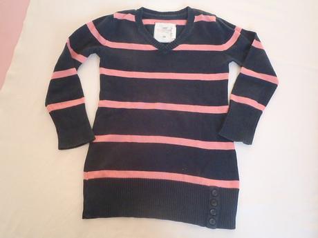 Modrý pulover s prúžkami, h&m,104