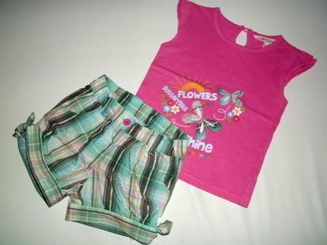 Tyrkysové kraťasky s tričenkom pre 3-5 roč. slečnu, girl2girl,110