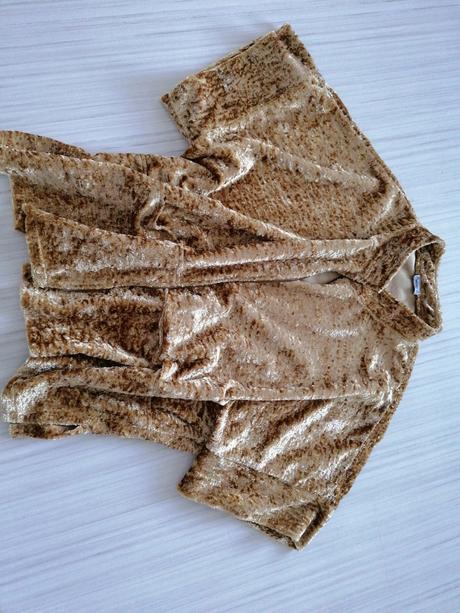 Kardigan zamatovy zlaty ovwrsize, 40