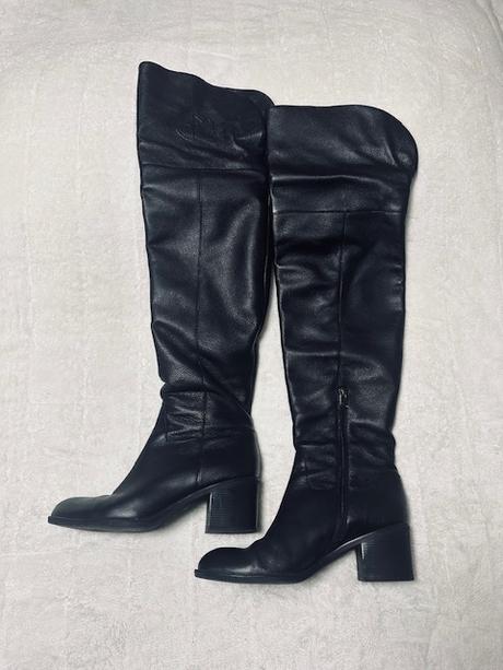 Kožené čižmy nad kolená zn. eva minge, 40