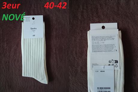 Ponožky dlhé z jemného úpletu biele, h&m,40 / 42