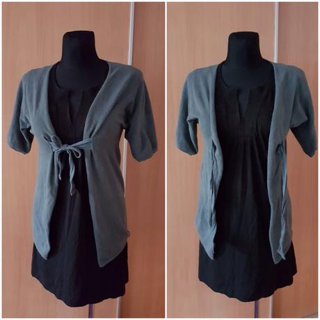 Tmavošedý svetrík na zaväzovanie mko, m