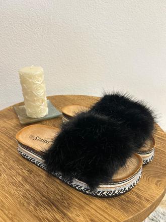 Korkové kožušinkové šľapky 39, 39