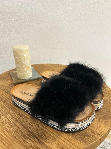 Korkové kožušinkové šľapky 39, 39