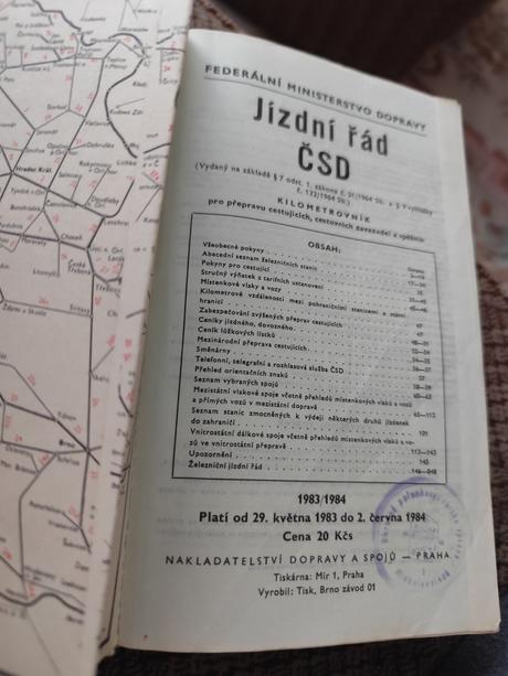 Jízdní řád čsd 1983/1984,