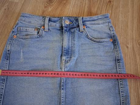 Bledomodrá riflová sukňa, h&m,36