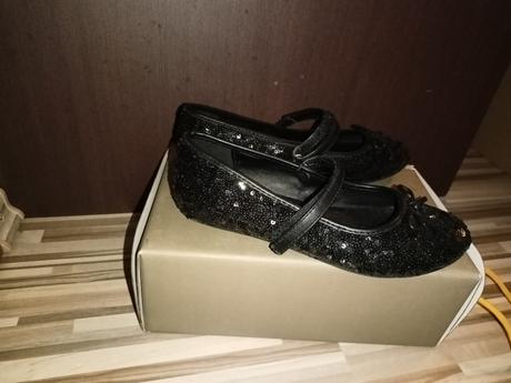 Balerínky čierne vel.34 trblietavé, graceland,34
