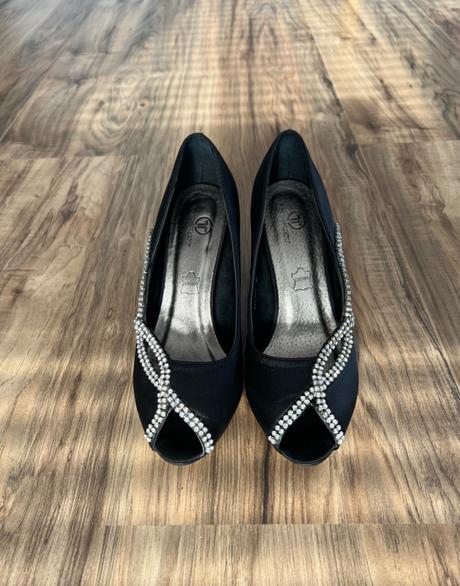 Čierne štrasové lodičky, 37