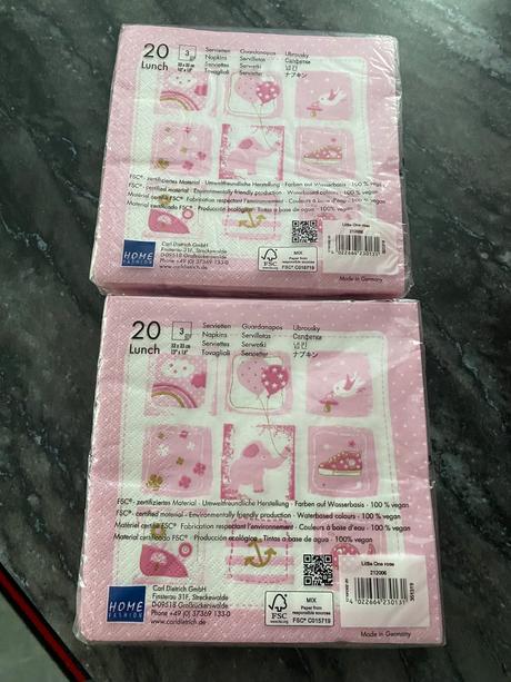 Dievcenske servitky  na krst narodenie dietata, 