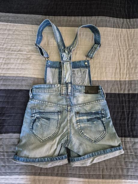 Riflové dievčenské kratasy na traky, h&m,128