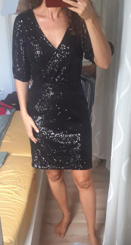 Čierne flitrovane šaty, f&f,38