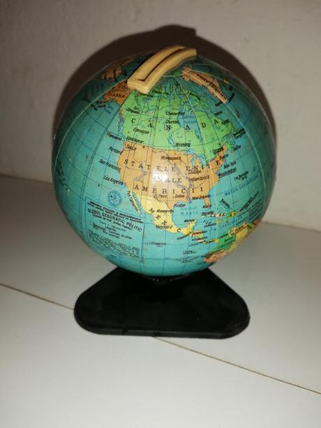 Retro glóbus pokladnička, 