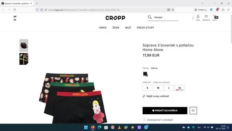Trenky sám doma/home alone 3-balenie čierne, l
