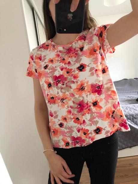 Bavlnené tričko s kvetmi, m