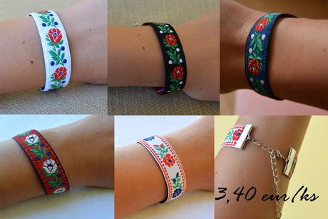 Folklórny, ľudový náramok, vyšívaný, unisex, 