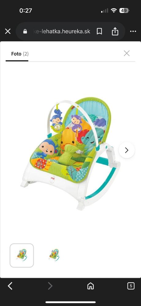 Stolička s kolískou  fisherprice, 