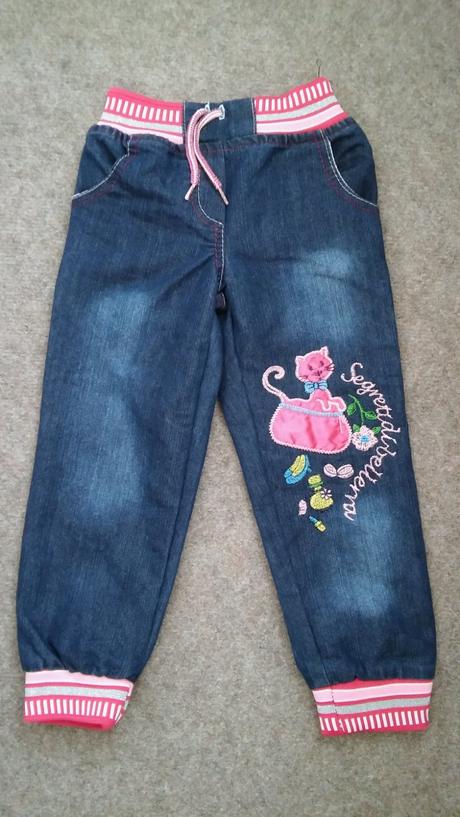 Riflové nohavice "mačička", 98 / 104