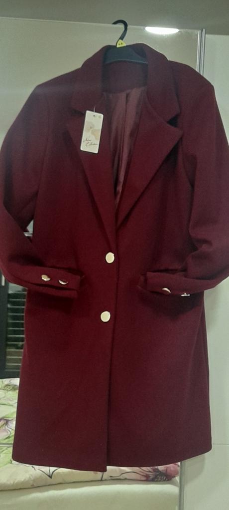 Dámsky kabátik nový bordo farba uni, 