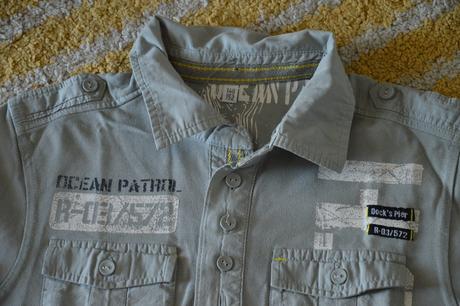 Sivé tričko s golierom 146/152, c&a,146