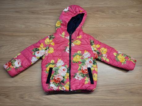 Zimná bunda č. 98 - ružová a kvetinky, 98