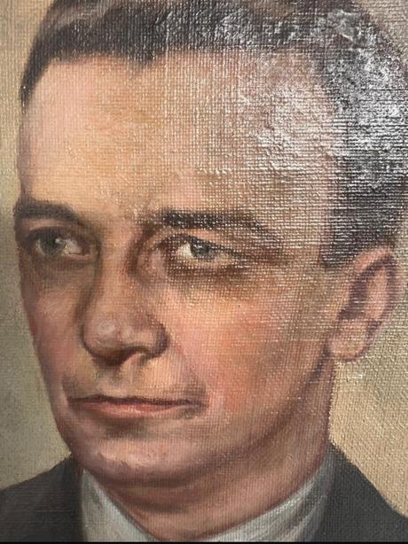 Rucne malovany original stary obrazok muza,