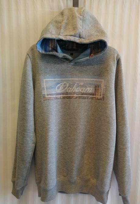 Pánska sivá mikina s kapucňou, motív, suck, s, s