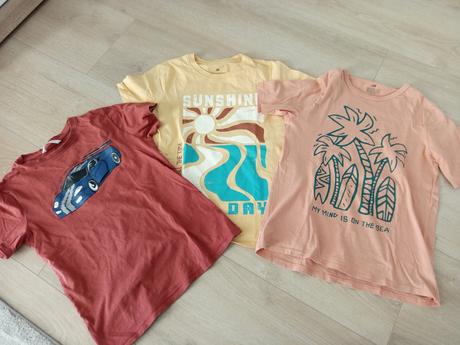 Letné tričká+kraťasy, h&m,140