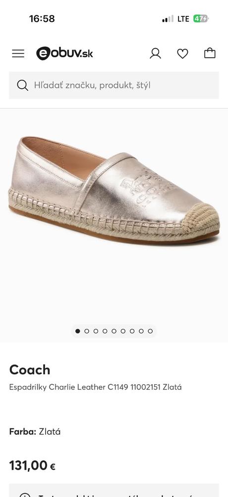 Coach luxusne znackove espadrilky zlate kozene 38, 38