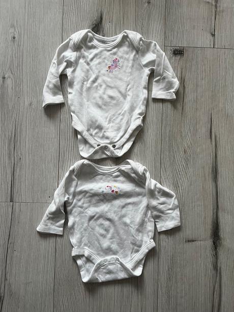 2 kusy bielych body s dlhým rukavom, primark,68