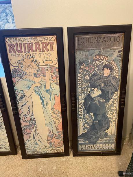 Alfonz mucha 4 staré krásne väčšie secesné obrazy, 