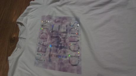 Biele tričko s lesklým nápisom, 164