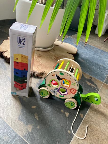 Drevené hračky korytnačka a veža nová, 