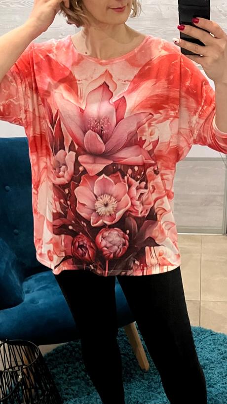 Kvetované oversize svetrové tričko, l / m / s / xl