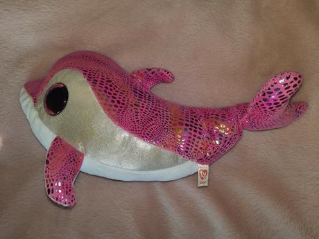 Lesklý ružový plyšový delfín ty plyšák,