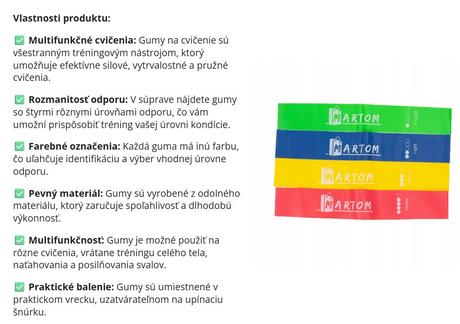 Sada gúm na cvičenie - 4 kusy, 