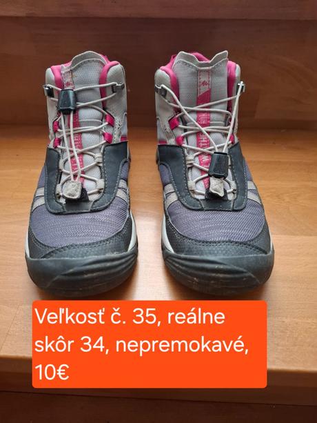 Turistické členkové nepremokavé topánky quechua, quechua,34