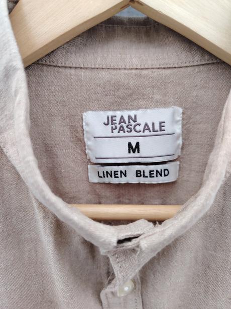 Pánska bledo hnedá košeľa zo zmesi ľanu a bavlny s, takko,m