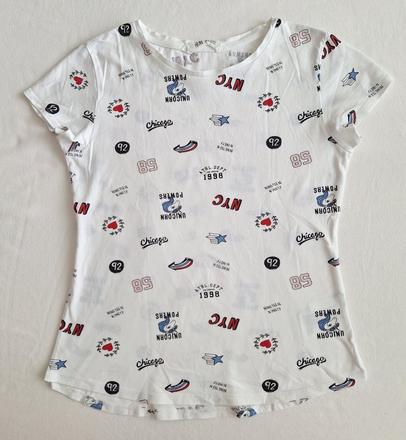Tričko biele s potlačou, h&m,158