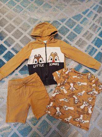 Mikina + kraťasy + tričko, 122–134