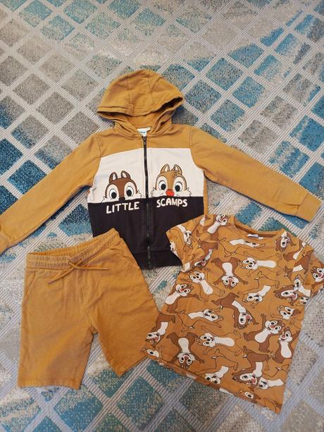 Mikina + kraťasy + tričko, 122–134