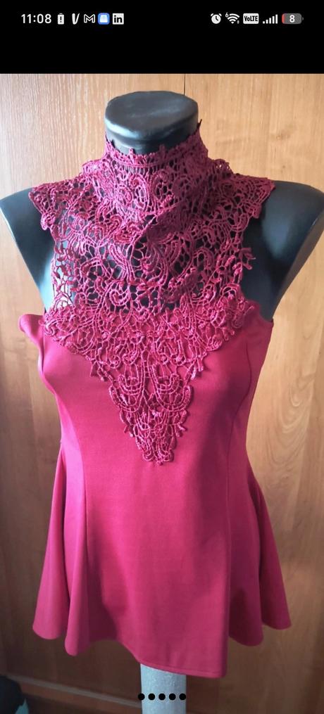 Uzasny peplum top s krajkou s,m sadne, m