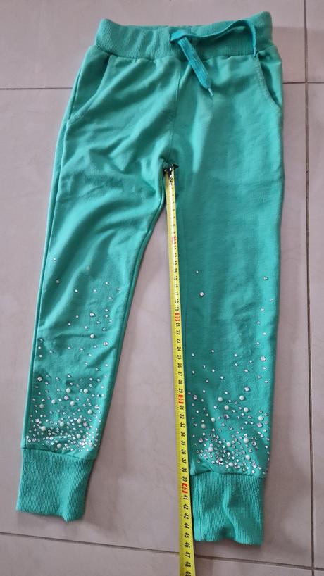 Tepláky s trblietkami, zelené, lusa,122