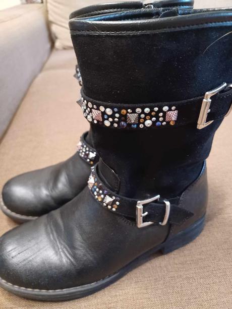 Čierne kovbojské čižmičky, deichmann,35