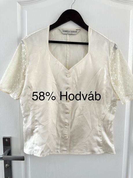 Hodvábna blúzka s čipkovanými rukávmi, xl