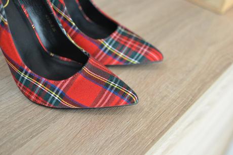 Červené kárované lodičky 36, 36