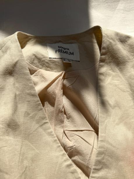 Dámska ľanová vesta bonprix premium béžová, bonprix,l