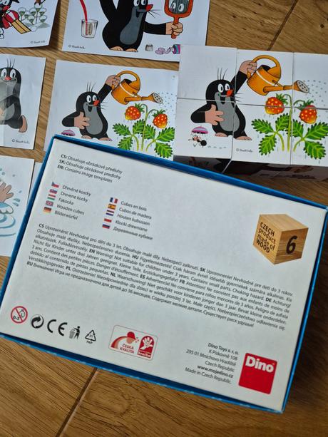 Drevené kocky + náučné kartičky sú perom, 