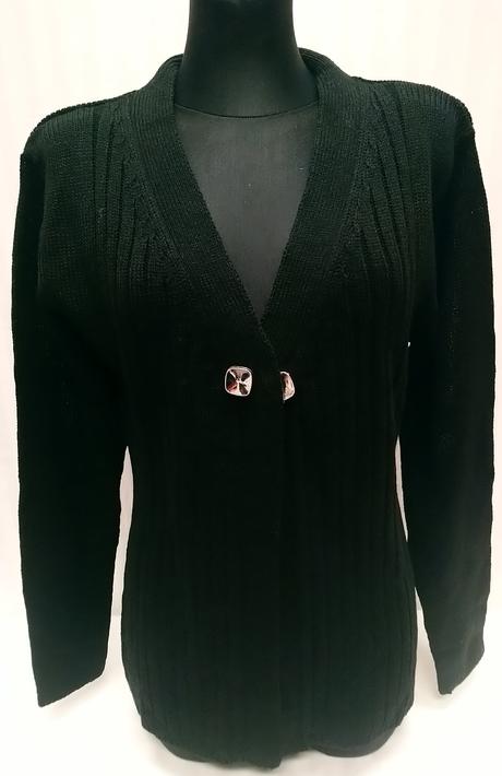 Dámsky čierny elegantný acrylový kardigán, l