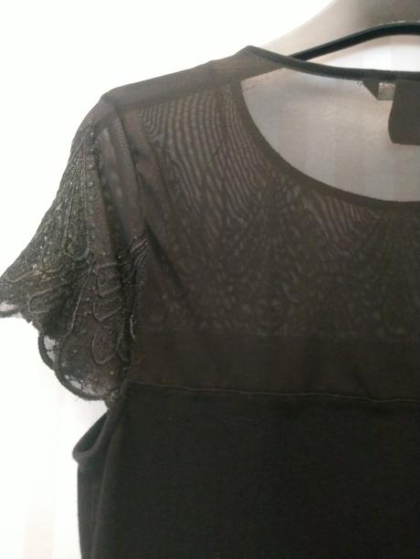 Dámsky čierny elast. top, priesvitajúci vrch h&m s, h&m,s